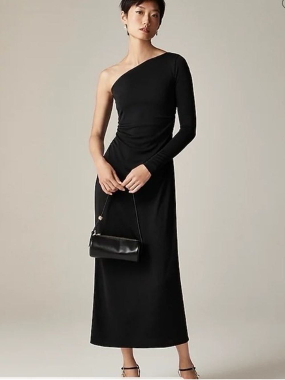 NWT J Crew One-shoulder dress in jersey crepe Black, size S
